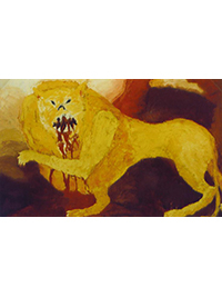 Löwe Tempera und Oel auf Leinwand 75 x 120 cm 1989